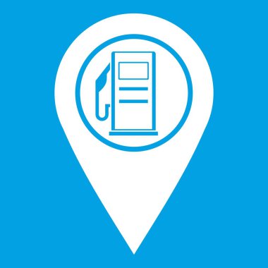 İşaretçi beyaz benzin istasyonu sembol simge ile göster