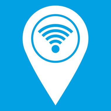 Harita iğne işaretçisi wi fi sembol simge beyaz ile