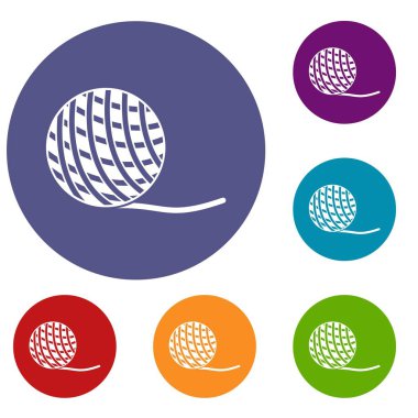 İplik top oyuncak kedi simgeler için ayarla