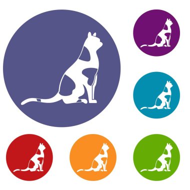 Oturma kedi Icons set