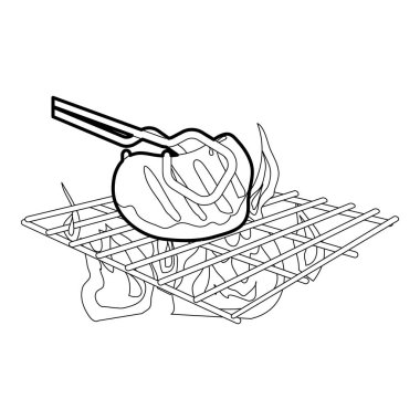 Barbekü simgesi anahat pişirme sığır eti