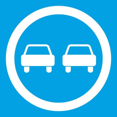 Hiçbir yetişme yol trafik işareti simgesi beyaz