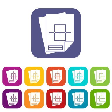 Ev inşaat proje Icons set