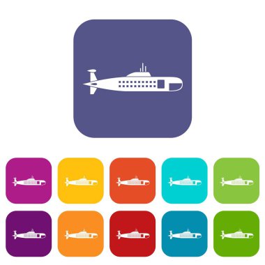 Askeri denizaltı Icons set
