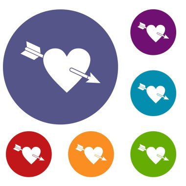 Kalp ile ok Icons set