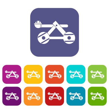 Eski ahşap mancınık Icons set