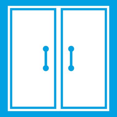 İki cam kapılar beyaz simge