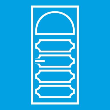 Beyaz bir kemerli cam simgeyle ahşap kapı