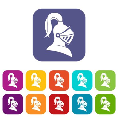 Ortaçağ kask Icons set