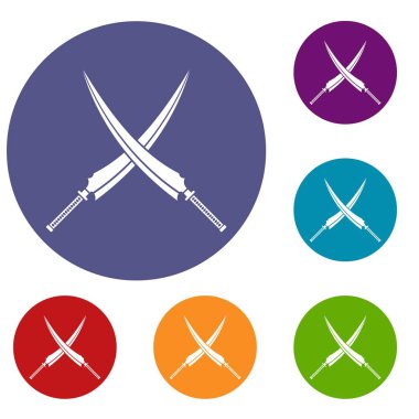Samuray kılıç Icons set