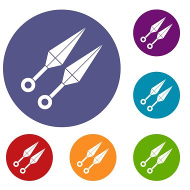 Ninja silah kunai Icons set