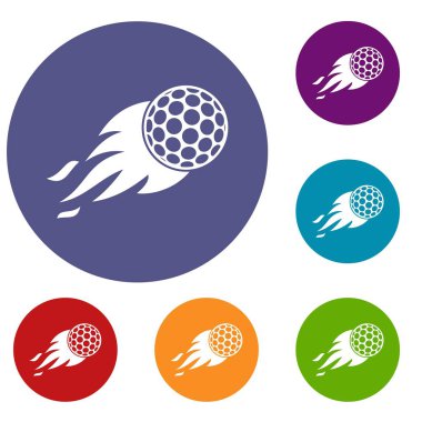 Yanan golf topu Icons set