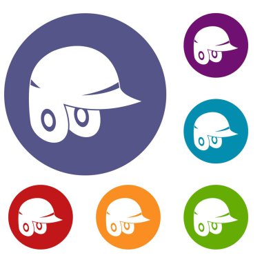 Beyzbol kask Icons set