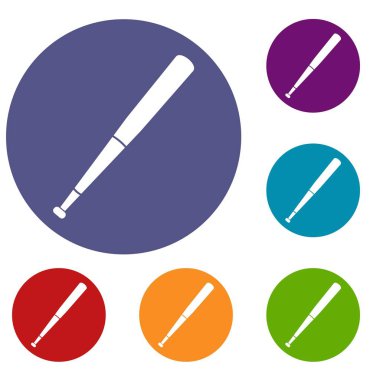 Siyah beyzbol sopası Icons set