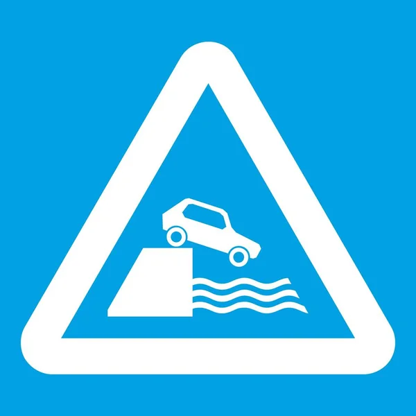 Semn de trafic Riverbank icon alb — Vector de stoc