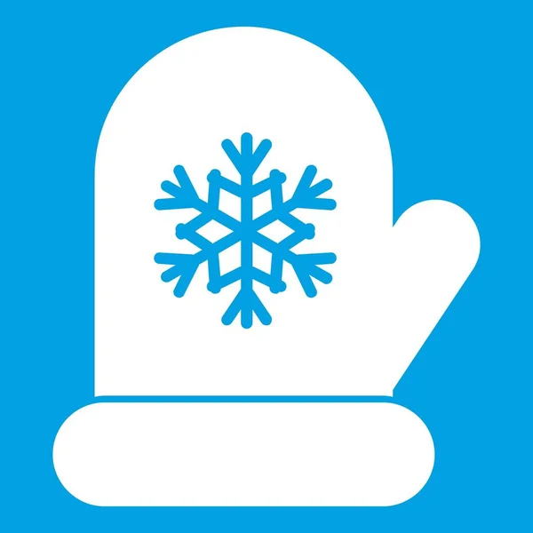 Manopla con blanco copo de nieve icono blanco — Vector de stock