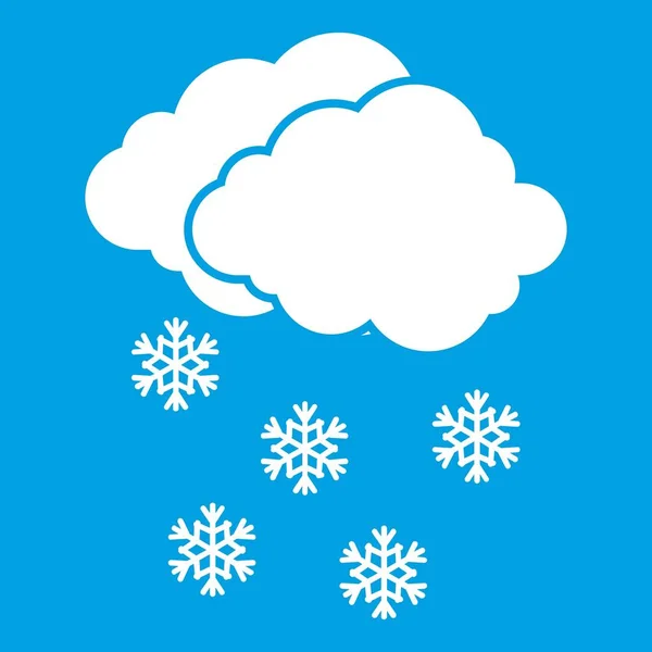 Nuvem e flocos de neve ícone branco — Vetor de Stock