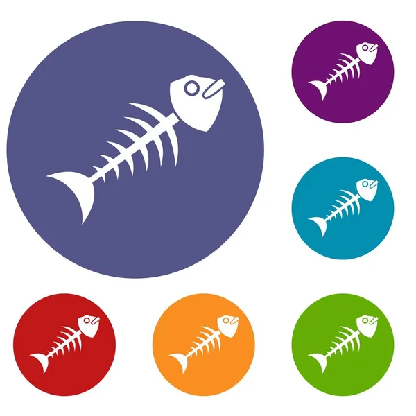 Conjunto de iconos de hueso de pescado — Vector de stock