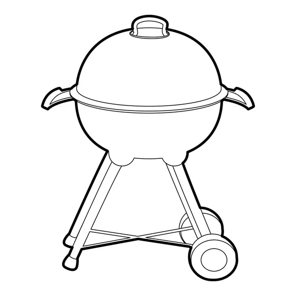 Waterkoker barbecue pictogram overzicht — Stockvector