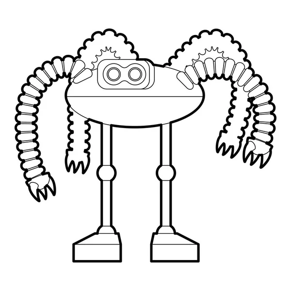 Robot octopus icône contour — Image vectorielle