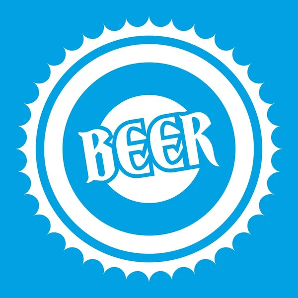 Pivní láhev cap ikona bílé — Stockový vektor