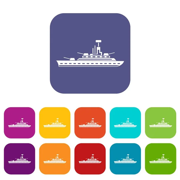 Militärische Kriegsschiff-Symbole gesetzt — Stockvektor
