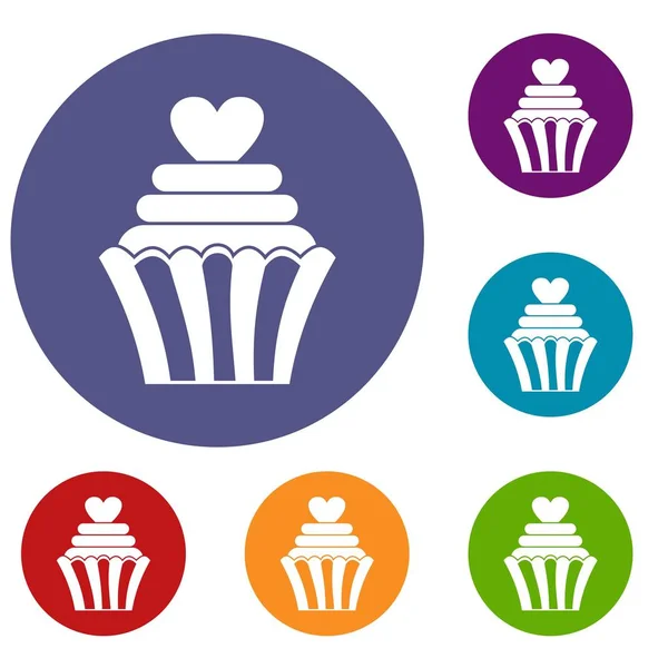 Liefde cupcake pictogrammen setje — Stockvector