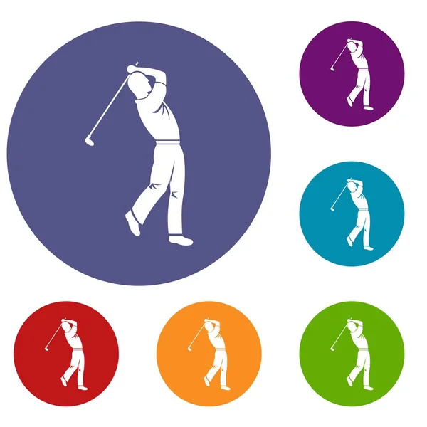 Golf oyuncu Icons set — Stok Vektör