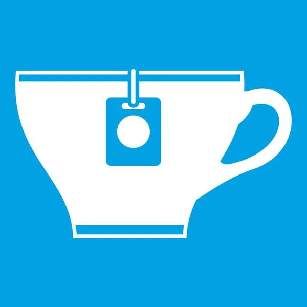 Tasse mit Teebeutel Symbol weiß — Stockvektor