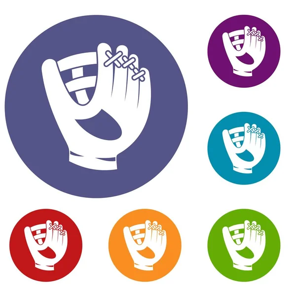Deri beyzbol eldiveni Icons set
