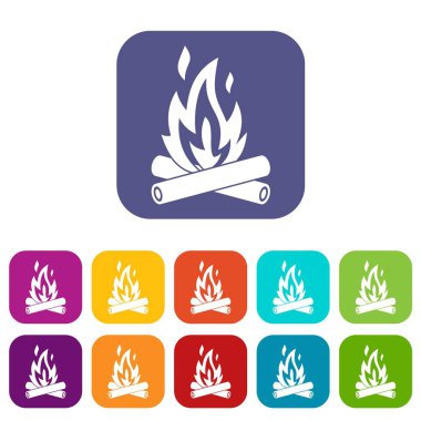 Kamp ateşi Icons set