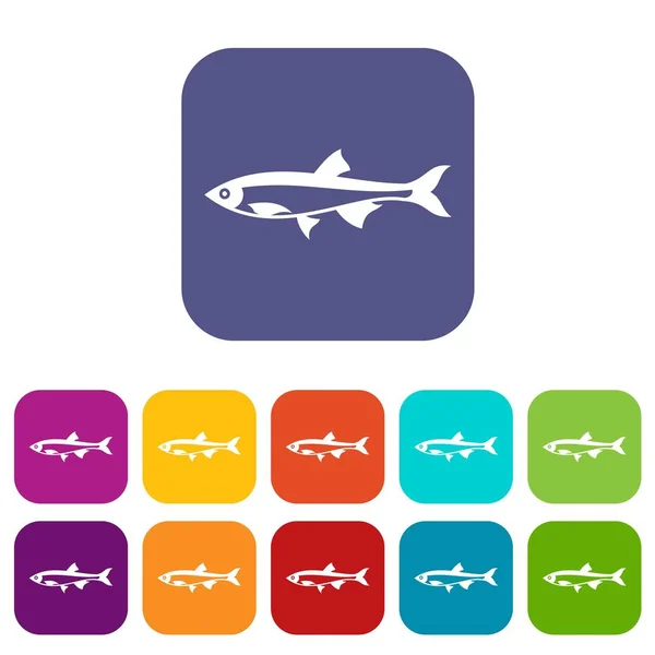 Conjunto de iconos de peces arenque — Vector de stock