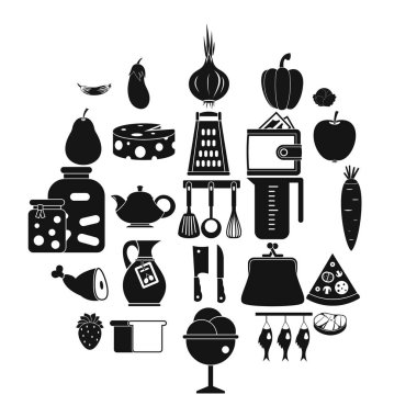 Et incelik Icons set, basit tarzı