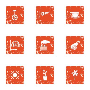 Beach geliştirme simgeler kümesi, grunge tarzı