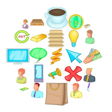 Birleşme Icons set, karikatür tarzı