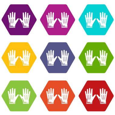 9 vektör Bahçe eldiven Icons set