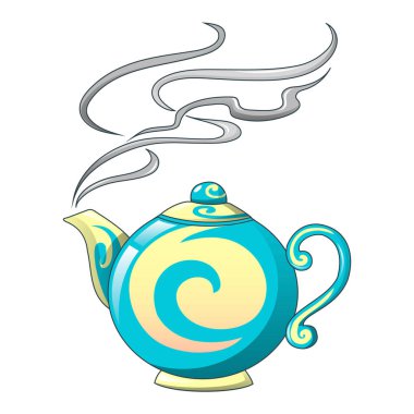 Sıcak çay potu simgesi, karikatür tarzı