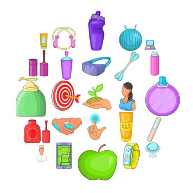 Kozmetik Icons set, karikatür tarzı
