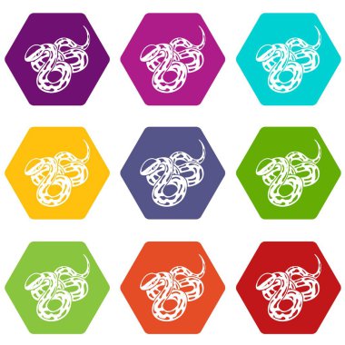 9 vektör Texas yılan Icons set