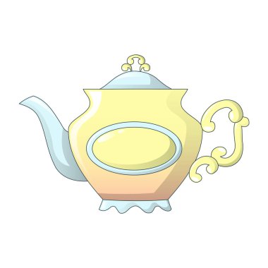 Vintage çay potu simgesi, karikatür tarzı