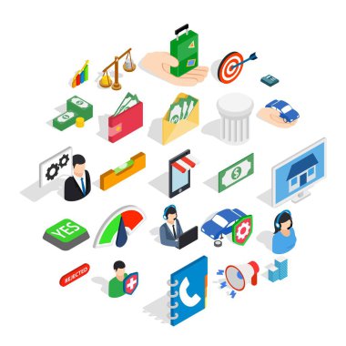 Lisans Icons set, izometrik stili