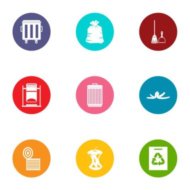 Atıksu Icons set, düz stil