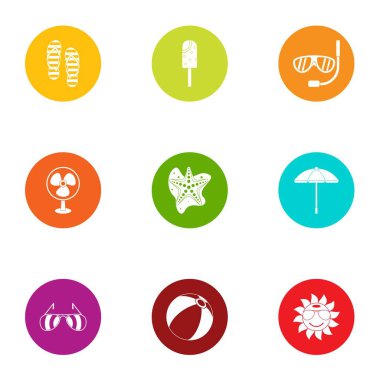 Yaz günü simgeler ayarla, stil düz