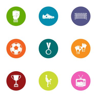 Amerikan futbolu Icons set, düz stil