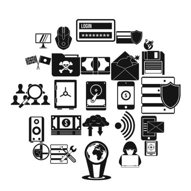 Küreselleşme Icons set, basit tarzı