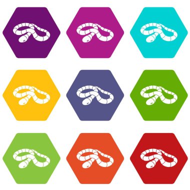 9 vektör kırmızı süt yılan Icons set