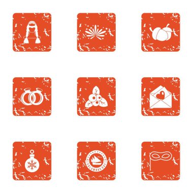 Romantik yürüyüş simgeler kümesi, grunge tarzı