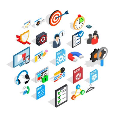 Duyuru Icons set, izometrik stili