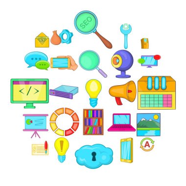 İş Insight simgeler ayarla, tarzı çizgi film