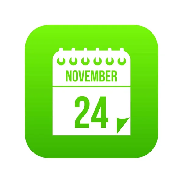 24 noviembre calendario icono digital verde — Vector de stock